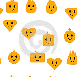 Colorful seamless happy emoji pattern in vintage style