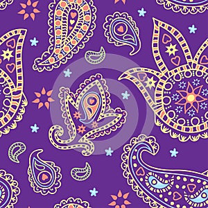 Colorful seamless paisley pattern. Vector illustration. photo