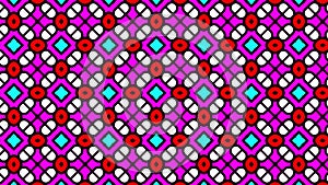 A colorful seamless pattern animation consisting of geometrical figures and starlike shapes
