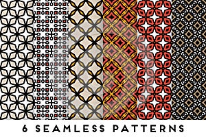 Colorful seamless pattern collection with geometric elements