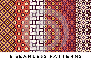 Colorful seamless pattern collection with geometric elements