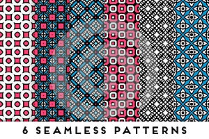 Colorful seamless pattern collection with geometric elements