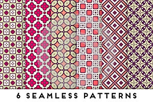 Colorful seamless pattern collection with geometric elements