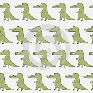 Colorful seamless pattern with crocodiles. Decorative cute background with funny reptiles