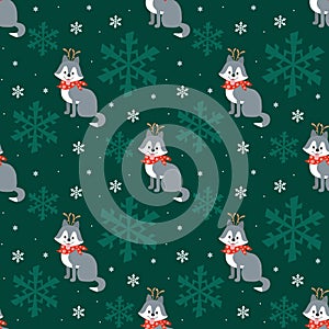 Colorful seamless pattern with cute dog in Christmas costume