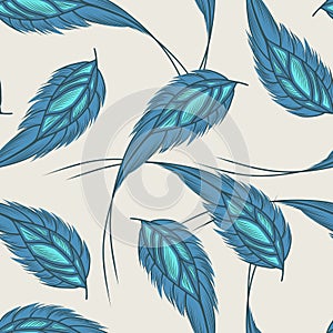 Colorful seamless pattern with hand drawn feathers