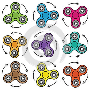 Colorful seamless pattern of spinner on white background.