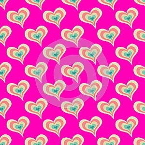 Colorful seamless pattern Valentine`s Day red heart background