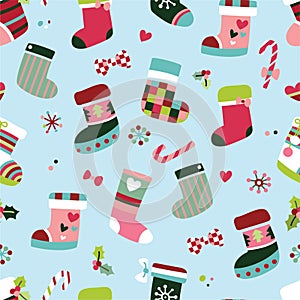 Colorful seamless pattern with winter boots