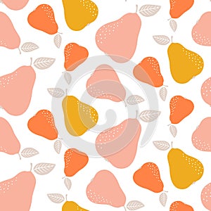 Colorful seamless pear pattern. Repetitive simple vector background.