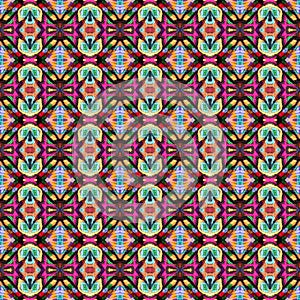 Colorful seamless portuguese tiles Ikat spanish tile pattern Italian majolica. Mexican puebla talavera Moroccan, Turkish, Lisbon