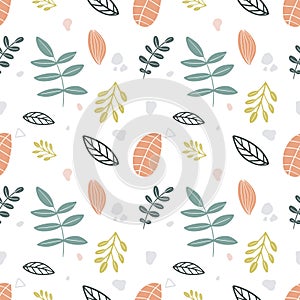 colorful seamless vector pattern with various leaf