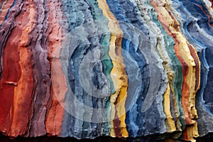 colorful sediment stripes on cave walls