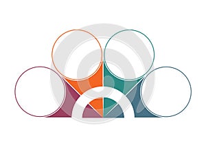 Colorful semicircle and circles for 4 Positions. Template for colour Infographics