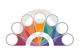 Colorful semicircle and circles for 7 Positions. Template for colour Infographics