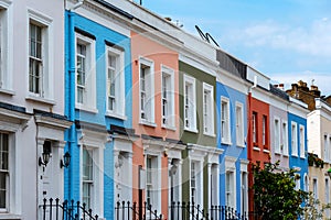 Colorful serial houses in Notting Hill