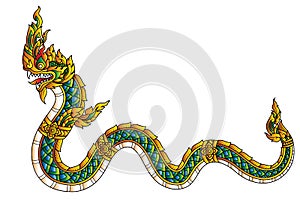 Colorful Serpent or Naga legendary animal of Thailand