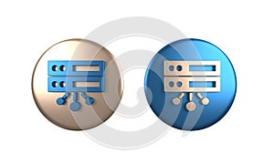 Colorful Server, Data, Web Hosting icon isolated on white background. Circle button. 3D render illustration