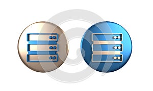 Colorful Server, Data, Web Hosting icon isolated on white background. Circle button. 3D render illustration