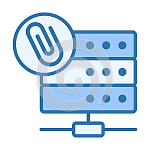 Server Attachment Badge in Flat Colored Style for File Linking and Storage Management Tasks