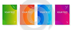 Colorful set of abstract dynamic modern bright banners, template cover design. Colored gradient. Vector illustration