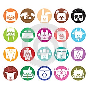 Colorful set of animal icons.. Vector illustration decorative design