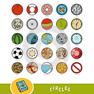 Colorful set of circle shape objects. Visual dictionary
