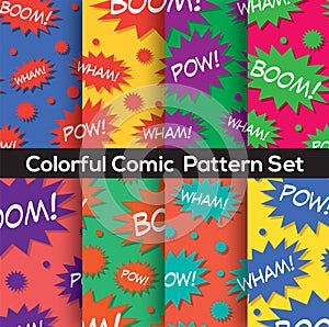Colorful Set Comic Book Speech Bubbles Seamless Pattern.