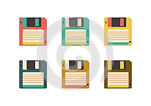 Colorful set of floppy disks