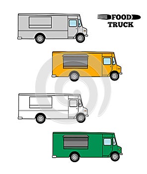 Colorful set of food truck