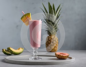 Colorful set of fresh fruit cocktails