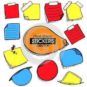 Colorful set of hand drawn frames or stickers