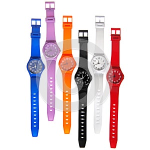 Colorful set of plastic watches