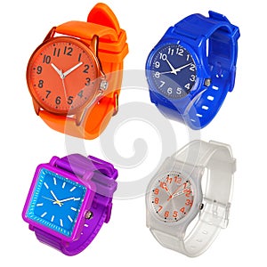 Colorful set of plastic wrist watches