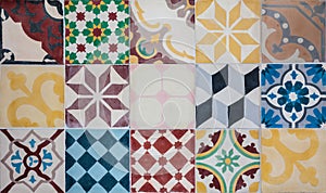 Colorful set of Portuguese ornamental tiles