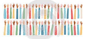 Colorful Set Of Raised Hands