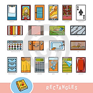 Colorful set of rectangle shape objects. Visual dictionary