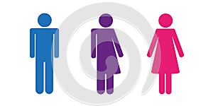 Colorful set of restroom icons including gender neutral icon pictogram