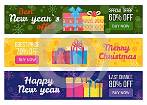 Colorful Set of Sale Banners Best Price Buy Now