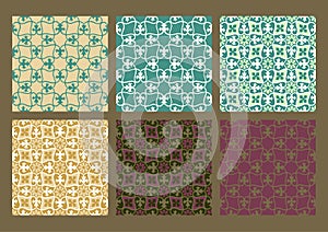 Colorful set of seamless floral patterns vintage backgrounds