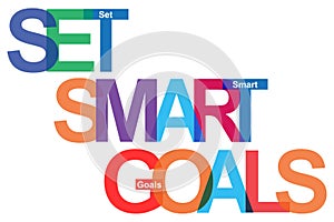 Colorful set smart goals on white