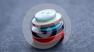 Colorful sewing buttons stack