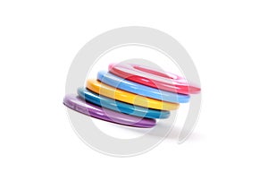 Colorful sewing buttons on a white background