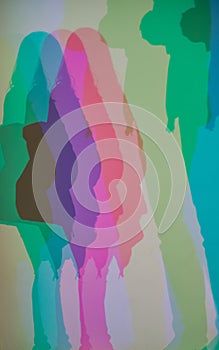 Colorful shadows cast on a wall through RGB lighting