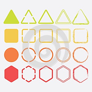 Colorful shape icons in different colors and designs