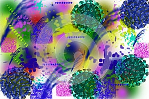 Colorful Sheet With Depictions of Virus Cells photo