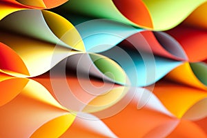 Colorful sheets paper with mirror reflexions