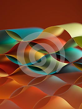 Colorful sheets paper with mirror reflexions