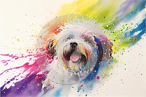 Colorful Shih Tzu dog painting