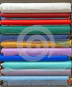 Colorful shimmer fashion materials on market